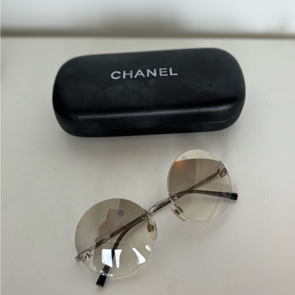 Authentic Vintage CHANEL Silver Round Sunglasses